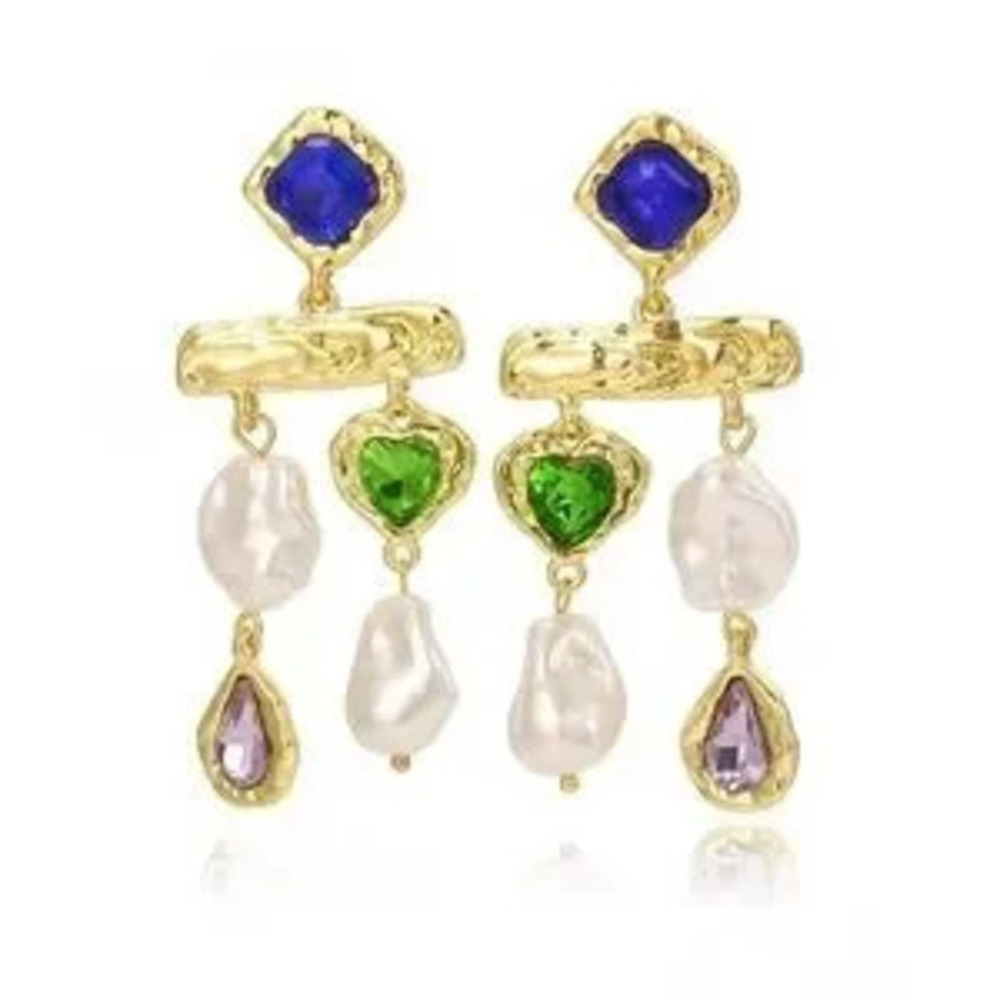 Chic Earrings with Colorful Gems ??